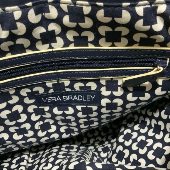 VERA BRADLEY Drawstring Backpack In Navy Blue Faux Leather Vegan - Picture 7 of 12